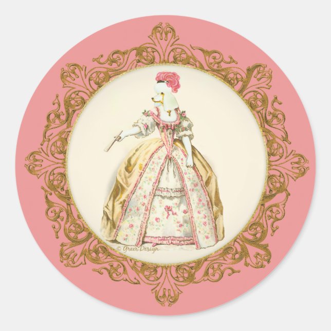 Sticker Rond Marie Antoinette Poodle (Devant)