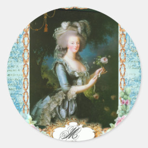Sticker Rond Marie Antoinette Roses et dentelle