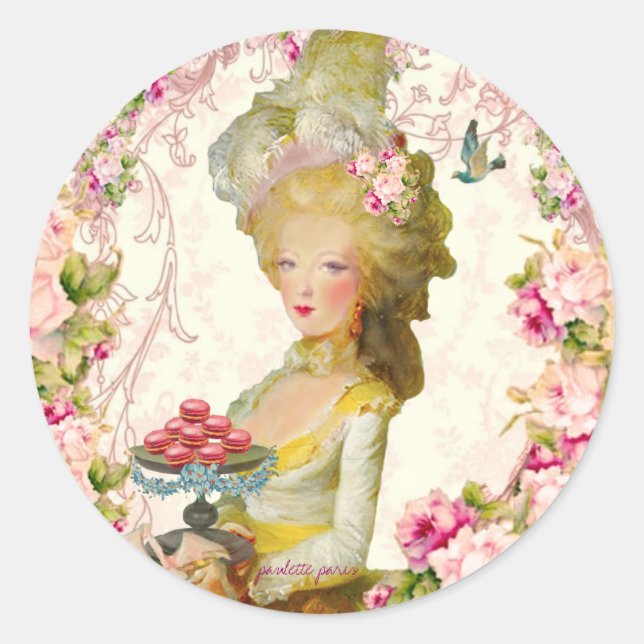 Sticker Rond Marie Antoinette Sceau Macarons Springtime (Devant)