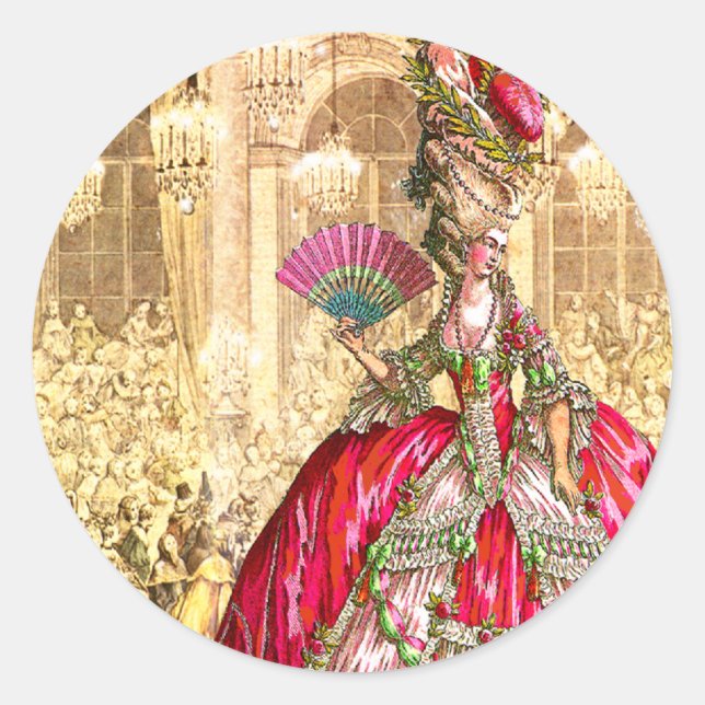 Sticker Rond Marie Antoinette Versailles Noël Tea Party (Devant)