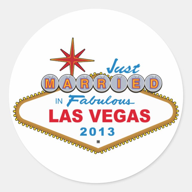 Sticker Rond Marié Dans Fabulous Las Vegas 2013 (Signe) (Devant)