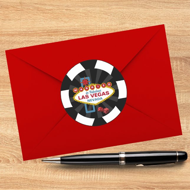 Sticker Rond Marié En Fabrique Las Vegas Poker Mariage Chip (Créateur téléchargé)