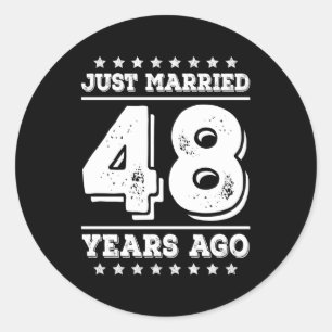 Sticker Rond Marié Il Y A 48 Ans, 48E Anniversaire Du Mariage