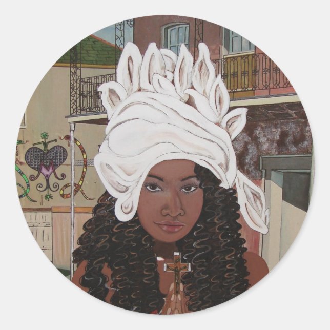 Sticker Rond Marie Laveaux dans le quartier français (Devant)