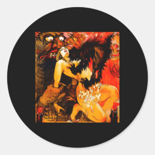 Sticker Rond Marié par Satan Halloween Monstre Film d'Horreur
