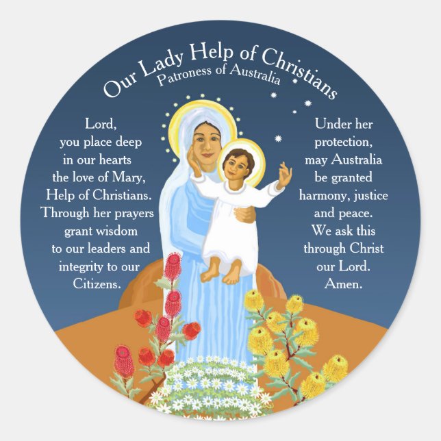 Sticker Rond   Marie, Secours des Chrétiens (Devant)
