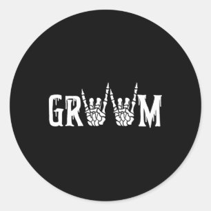 Sticker Rond Marié squelette gothique Mariage Juste marié Épouv