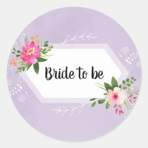 Sticker Rond Mariée à être aquarelle fleurie douche nuptiale cl