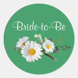 Sticker Rond Mariée à être, marguerites blanches mariages,