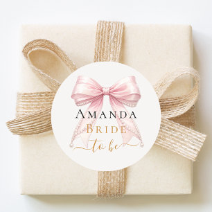 Sticker Rond Mariée à venir rose perles élégantes Enterrement d