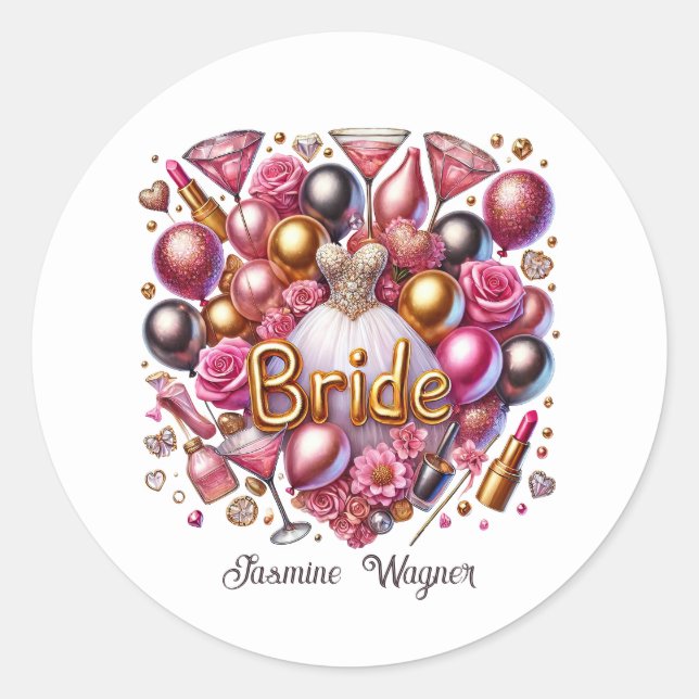 Sticker Rond Mariée ajouter nom Mariage (Devant)