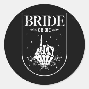 Sticker Rond Mariée D'Halloween Ou Die Gothique Bachelorette Pa