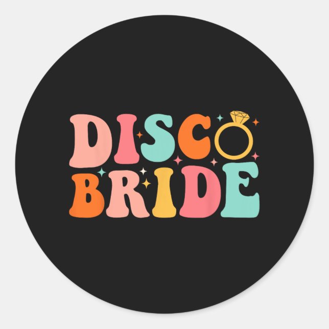 Sticker Rond Mariée Disco Future Mme Groovy Rétro Enterrement d (Devant)