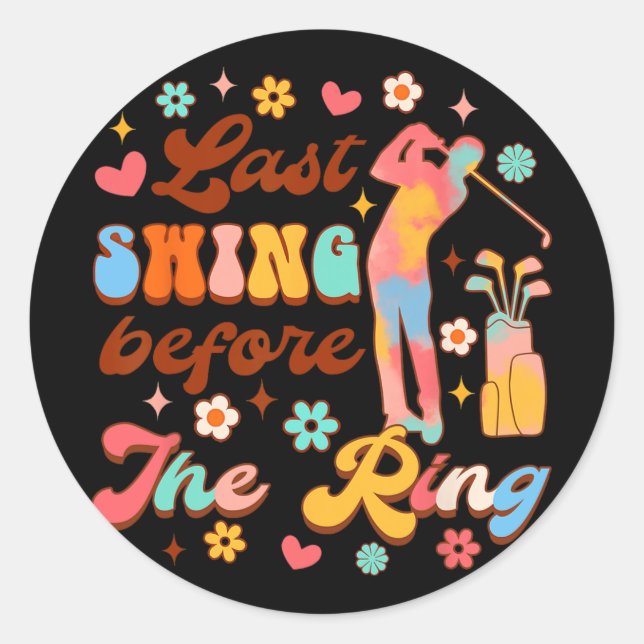 Sticker Rond Mariée en vue Golf Enterrement de vie de jeune fil (Devant)