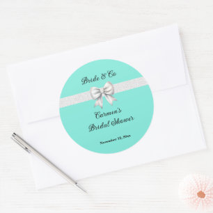 Sticker Rond Mariée et Cie. Arc Bow en paillettes blanches pour