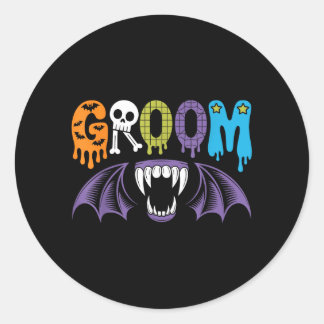 Sticker Rond Mariée et marié effrayants Mariage d'Halloween Amo