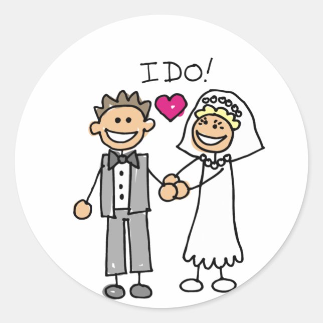 Sticker Rond Mariée Groom I Do Vows Wedding RSVP Enregistrer Le (Devant)