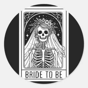 Sticker Rond Mariée pour être gothique Skeleton Tarot Card Bach