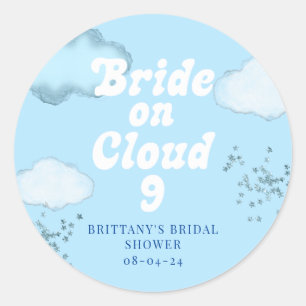 Sticker Rond Mariée sur un nuage Bridal Shower Enterrement de v