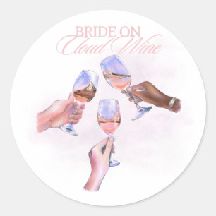Sticker Rond Mariée sur Vin Cloud   Création drôle pour une fêt