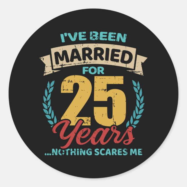 Sticker Rond Mariés depuis 25 ans anniversaire de mariage d'arg (Devant)