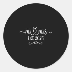 Sticker Rond Mariés homme M et Mme est 2026 mariage mari