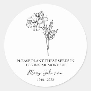 Sticker Rond Marigold Memorial Funeral Seed Packet