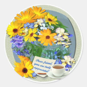 Sticker Rond MARIGOLD POSY ~ Plaque d'amitié