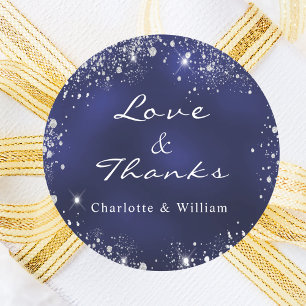 Sticker Rond Marine bleu argent merci mariage