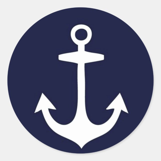 Sticker Rond Marine Bleu et Blanc Nautique Inspiré (Devant)