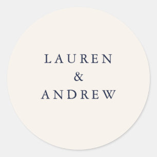 Sticker Rond Marine Bleu et crème Enveloppe Mariage moderne Pho