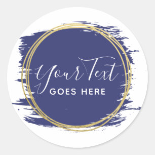 Sticker Rond Marine Bleu Peinture Strot & Or moderne Géométriqu
