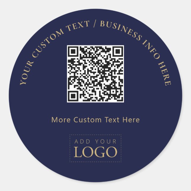 Sticker Rond Marine Blue Gold promotionnel logo commercial QR C (Devant)