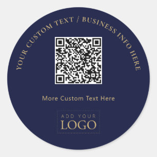 Sticker Rond Marine Blue Gold promotionnel logo commercial QR C