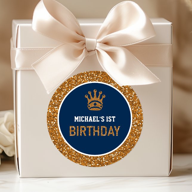 Sticker Rond Marine Blue Gold Royal Prince Crown Premier annive (Créateur téléchargé)
