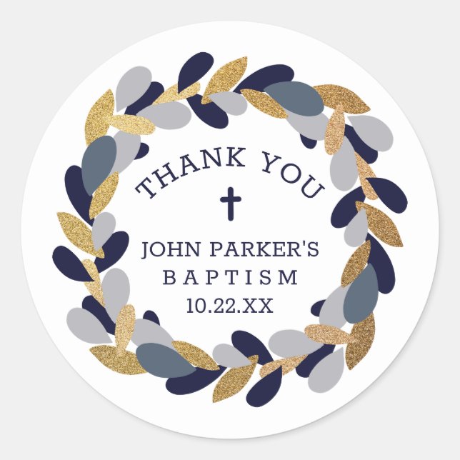 Sticker Rond Marine Blue Grey or couronne couronne couronne de  (Devant)