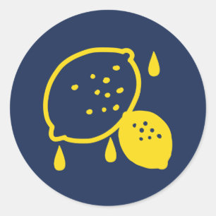 Sticker Rond Marine Blue Lemon Art - Refresh Citrus Design