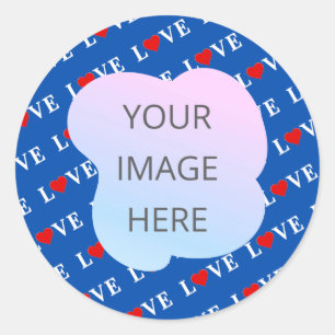 Sticker Rond Marine Blue LOVE Retro Élégant