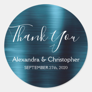 Sticker Rond Marine Blue Wedding Favor Merci