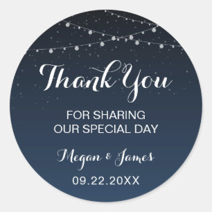 Sticker Rond Marine Céleste Bleu étoile Nuit Mariage Faveur