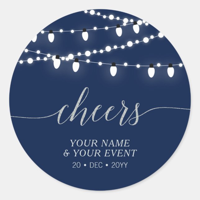 Sticker Rond Marine et Argent | moderne Cheers Adulte Anniversa (Devant)
