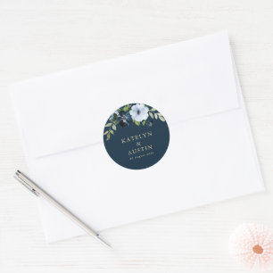 Sticker Rond marine florale et mariage or