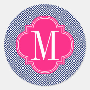 Sticker Rond Marine Girly et coutume grecque rose de motif