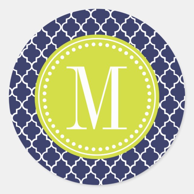 Sticker Rond Marine Marocaine Carreaux treillis Personnalisé (Devant)