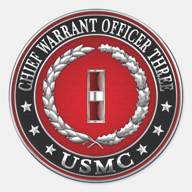 Sticker Rond Marines des États-Unis : Adjudant-chef trois (USMC (Devant)