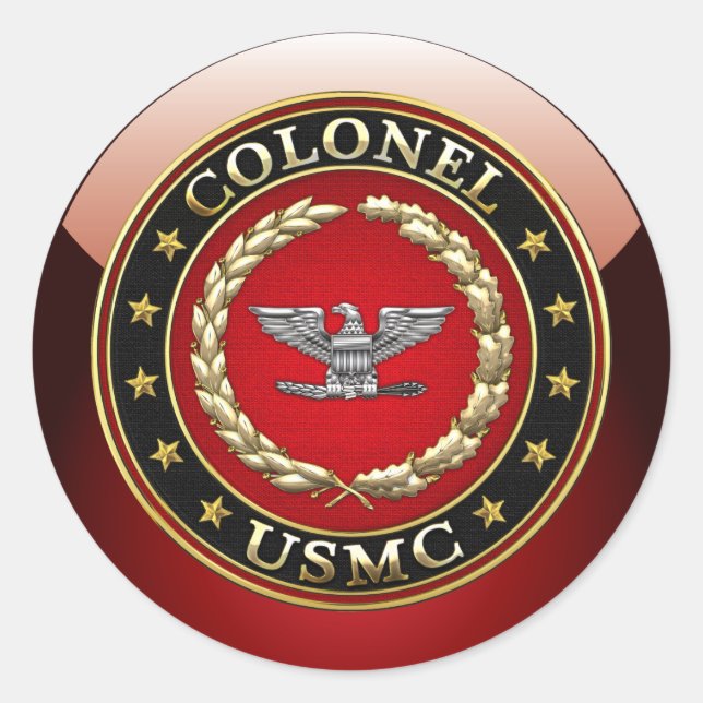 Sticker Rond Marines des États-Unis : Colonel (USMC Col) [3D] (Devant)