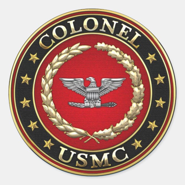 Sticker Rond Marines des États-Unis : Colonel (USMC Col) [3D] (Devant)