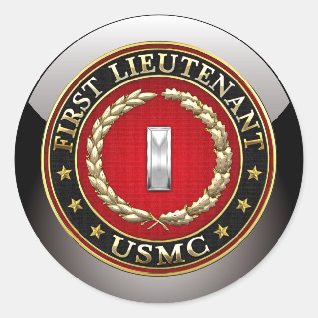 Sticker Rond Marines des États-Unis : Premier lieutenant (USMC  (Devant)