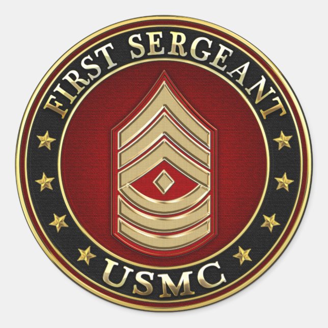 Sticker Rond Marines des États-Unis : Premier sergent (USMC 1er (Devant)