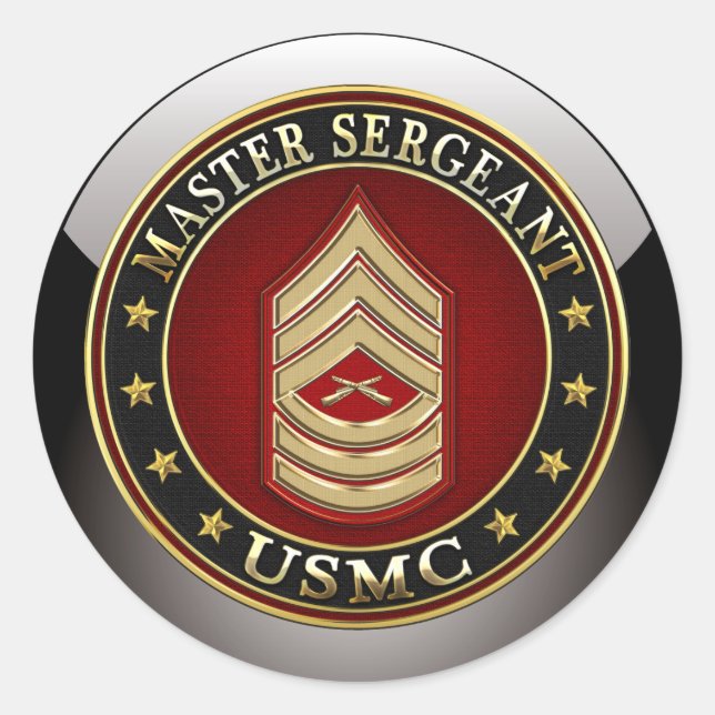 Sticker Rond Marines des États-Unis : Sergent-maître (USMC MSgt (Devant)
